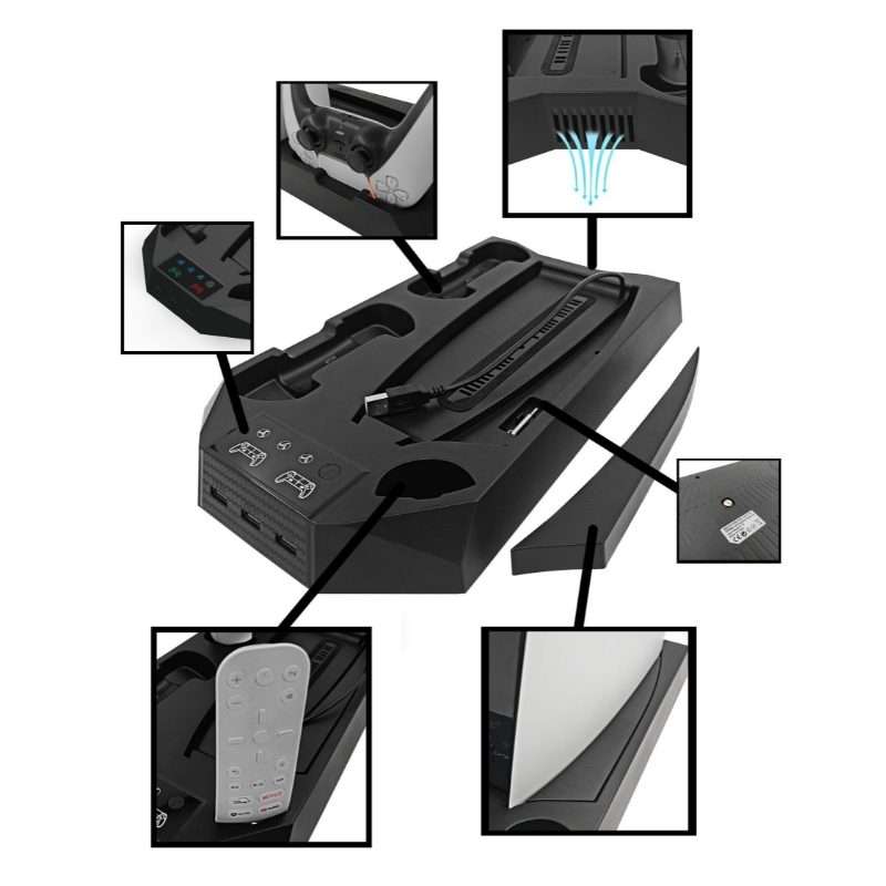 For PS5 DE/UHD 2 In 1 Handheld Console Cooling Stand Fan Base(White)
