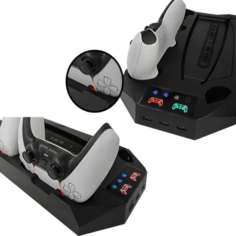 For PS5 DE/UHD 2 In 1 Handheld Console Cooling Stand Fan Base(Black)
