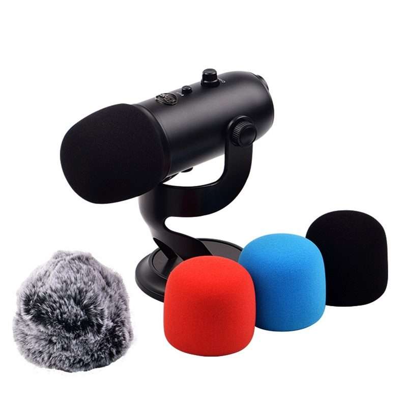 For Blue Yeti Pro Anti-Pop and Windproof Sponge/Fluffy Microphone Cover, Color: Black Sponge