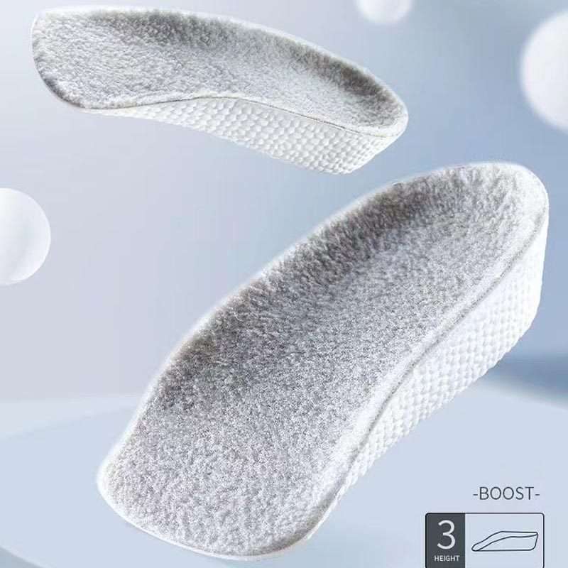 2.5cm+3.5cm 1pair Each Cashmere Boost Height Increased Half Insoles Warm Insoles(Gray)