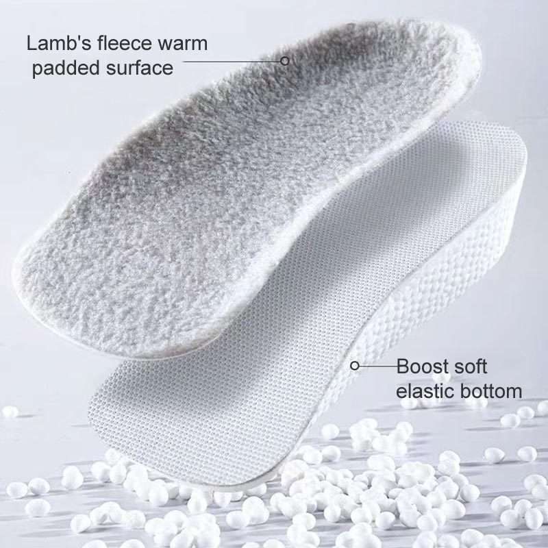 2.5cm+3.5cm 1pair Each Cashmere Boost Height Increased Half Insoles Warm Insoles(Gray)