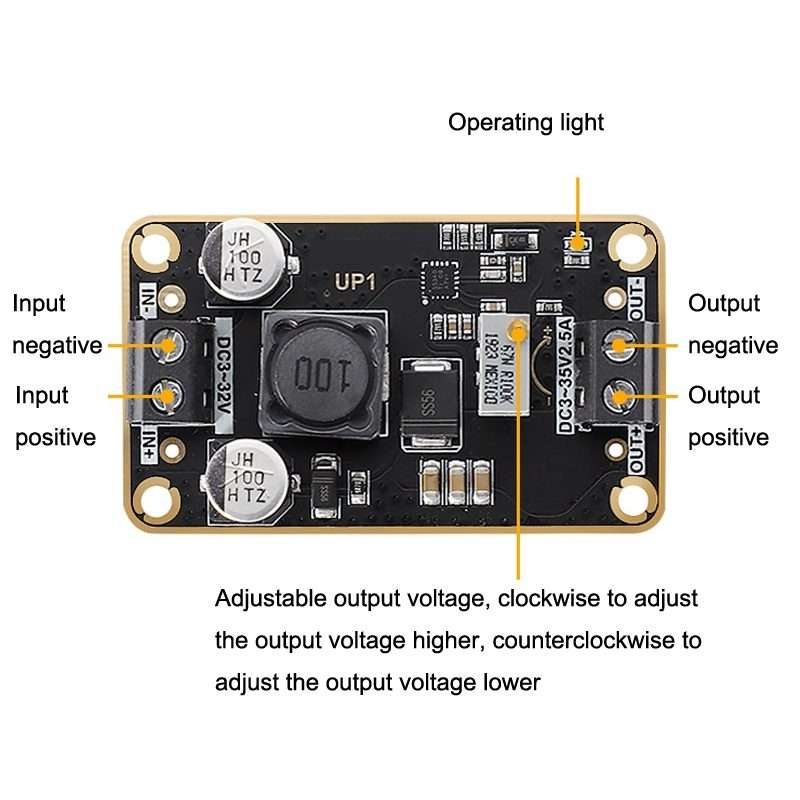 DC-DC Adjustable Step-Down Power Module 3V-32V To 3-36V 72W Stereotype Board(As Show)
