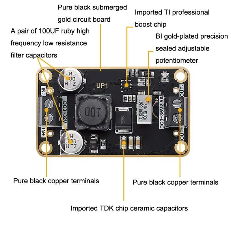 DC-DC Adjustable Step-Down Power Module 3V-32V To 3-36V 72W Stereotype Board(As Show)