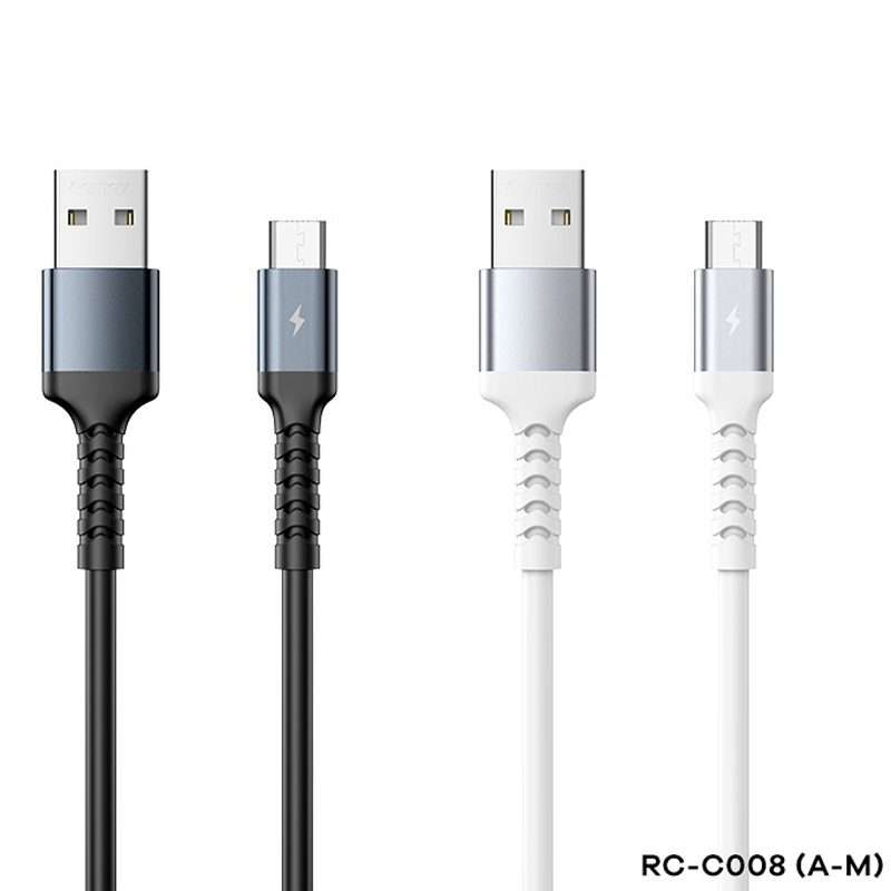 REMAX RC-C008 USB To Micro USB 2.4A TPE Soft Anti-breakage Data Cable,Length 1m(White)