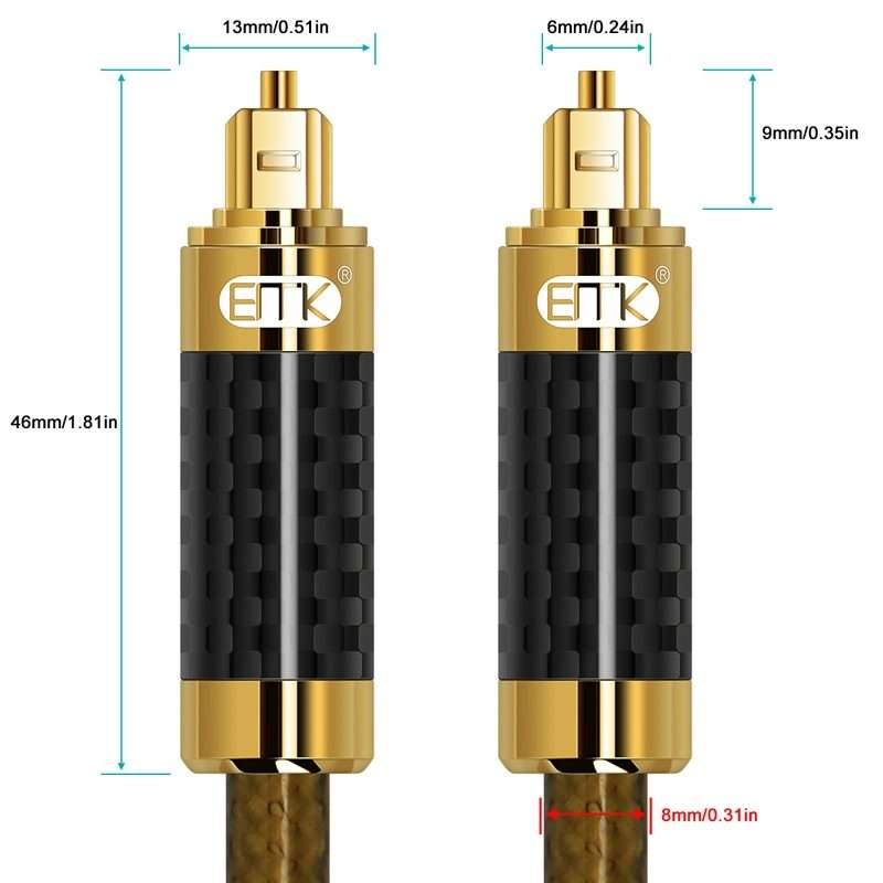 EMK GM/A8.0 Digital Optical Fiber Audio Cable Amplifier Audio Gold Plated ... (Transparent Coffee)