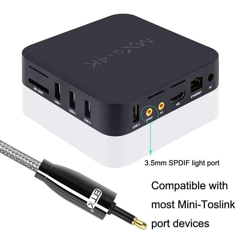 EMK QH4.0 Mini Toslink 3.5mm Interface SPDIF Audio Fiber Optical, Length: 1m(Black)