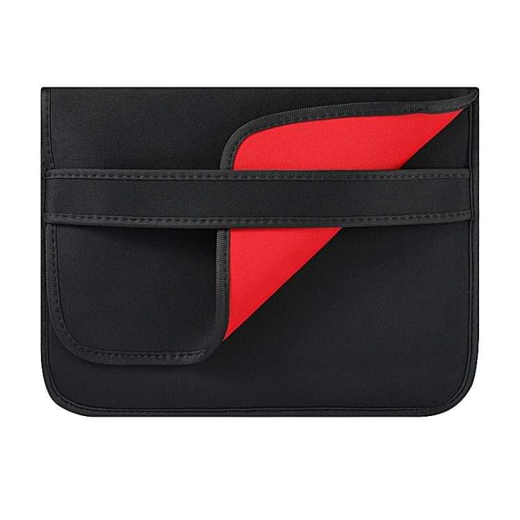 15 Inch Neoprene Laptop Lining Bag Horizontal Section Flap Clutch Bag(Black)