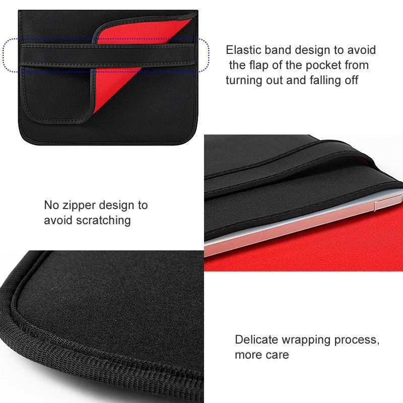 15 Inch Neoprene Laptop Lining Bag Horizontal Section Flap Clutch Bag(Black)