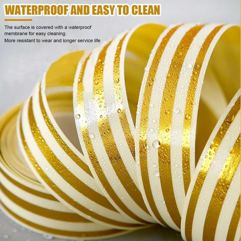 2.5cm x 5m Golden Tile Gap Tape Waterproof PVC Self Adhesive Sticker(Silver)