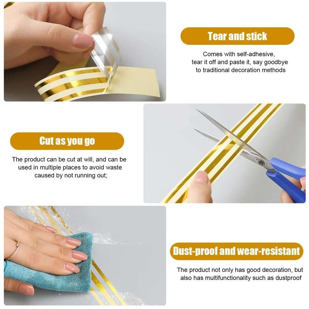 2.5cm x 5m Golden Tile Gap Tape Waterproof PVC Self Adhesive Sticker(Silver)