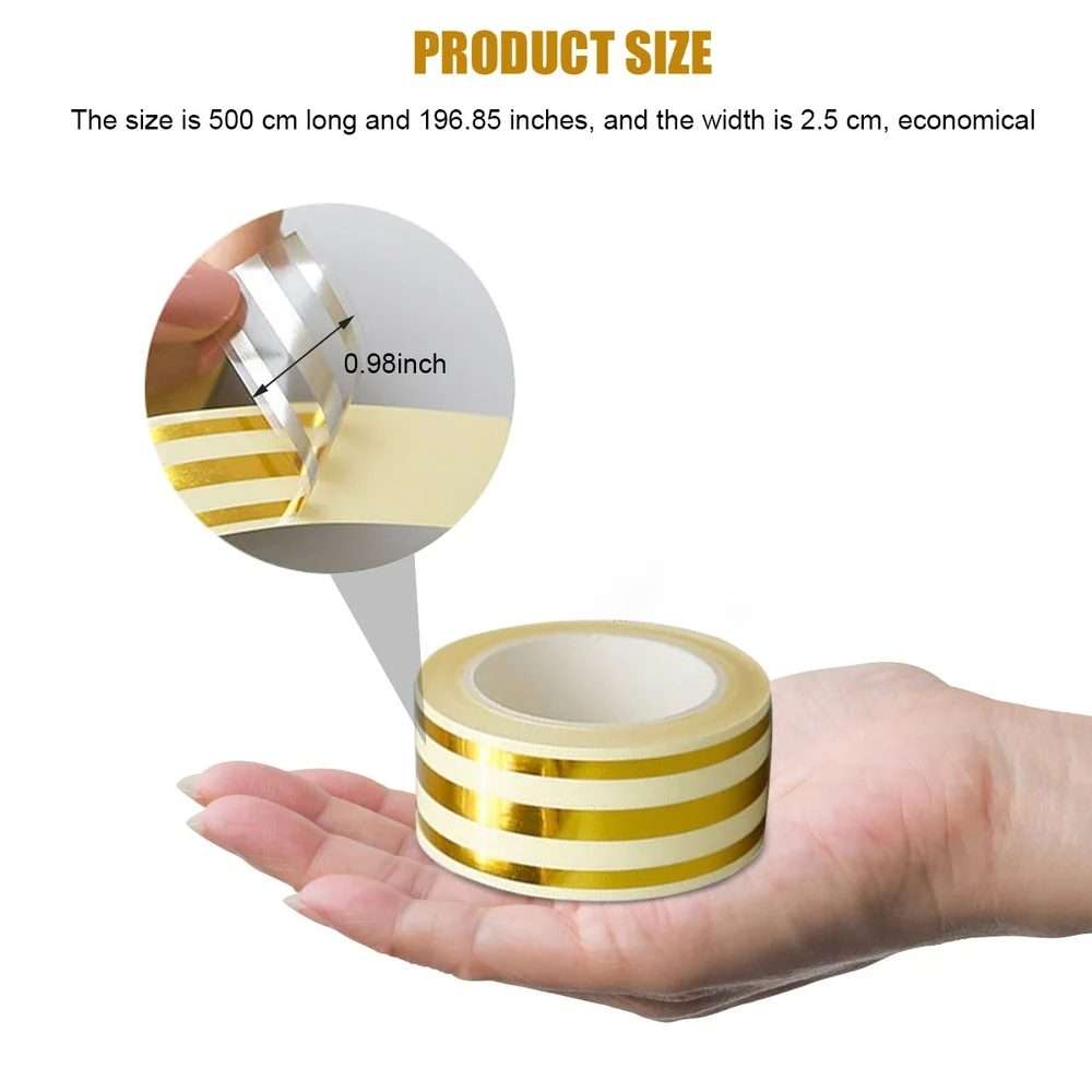 2.5cm x 5m Golden Tile Gap Tape Waterproof PVC Self Adhesive Sticker(Laser)
