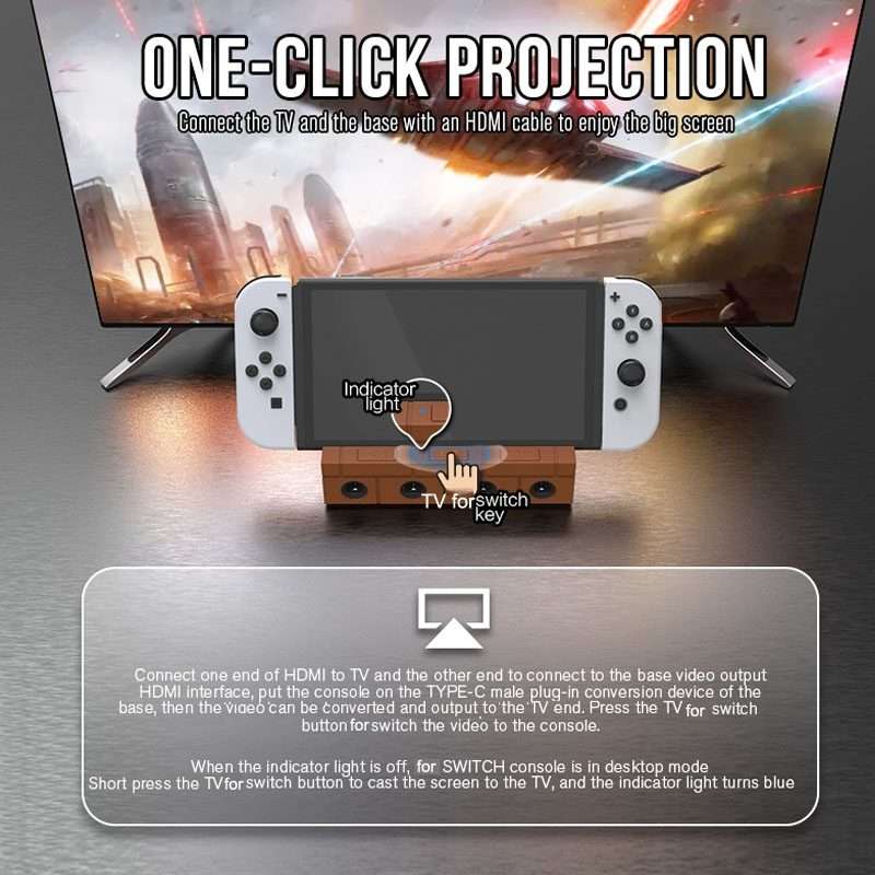 For Nintendo Switch / Switch OLED / NGC SW450 Handle Converter Multi-Function Charging ... (Brown)