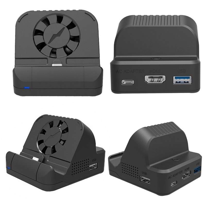 For Nintendo Switch / Switch OLED SW300 HDMI Video Casting Converter Cooling Fan Base ... (Black)