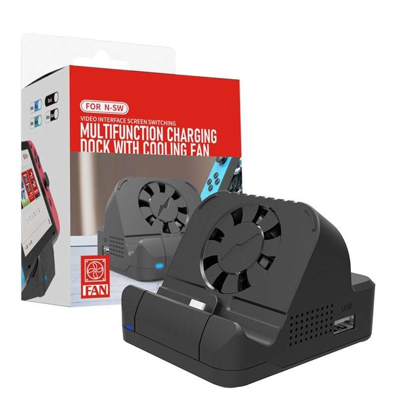 For Nintendo Switch / Switch OLED SW300 HDMI Video Casting Converter Cooling Fan Base ... (Black)