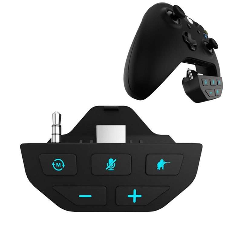 For Microsoft Xbox One S / X / Elite HS-XO193A Gamepad Sound Enhancer 3.5mm Converter ... (Black)