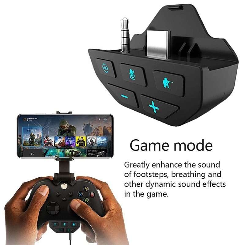 For Microsoft Xbox One S / X / Elite HS-XO193A Gamepad Sound Enhancer 3.5mm Converter ... (Black)