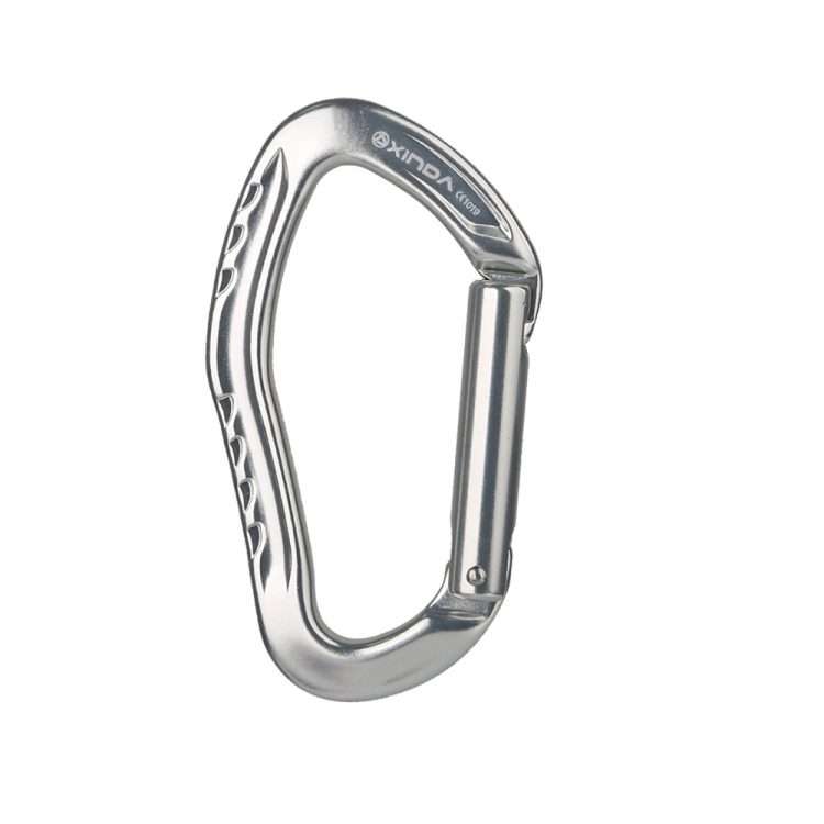 XINDA 22KN Rock Climbing Straight Quickdraw Spring-loaded Gate Buckle Aluminum Carabiner(Silver)