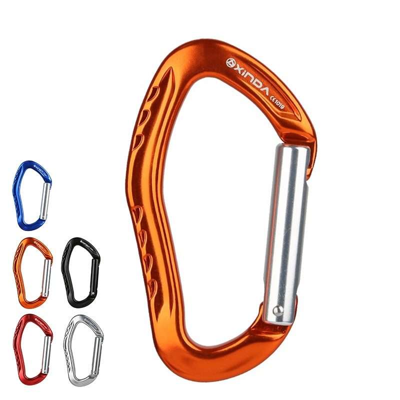 XINDA 22KN Rock Climbing Straight Quickdraw Spring-loaded Gate Buckle Aluminum Carabiner(Silver)