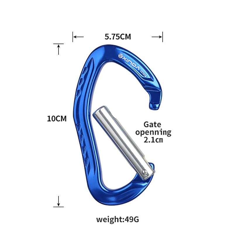 XINDA 22KN Rock Climbing Straight Quickdraw Spring-loaded Gate Buckle Aluminum Carabiner(Silver)