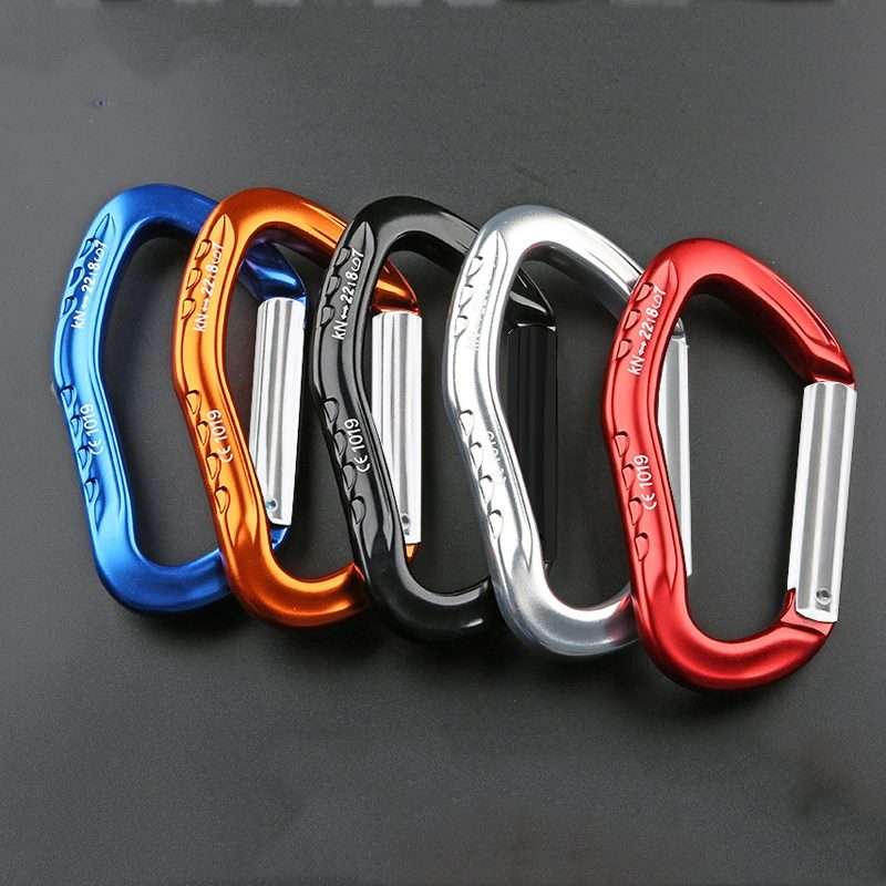 XINDA 22KN Rock Climbing Straight Quickdraw Spring-loaded Gate Buckle Aluminum Carabiner(Silver)