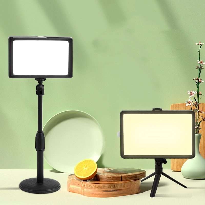 8 Inch 3200-5500K Three-color Temperature Photography Flat-panel Live Fill Light ... Small Tripod