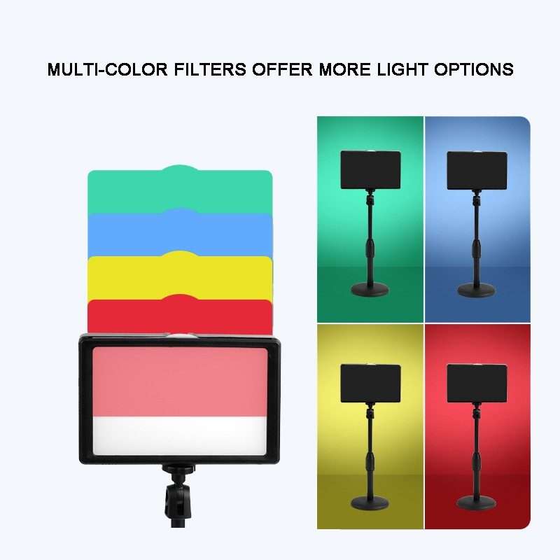 8 Inch 3200-5500K Three-color Temperature Photography Flat-panel Live Fill Light ... 30cm Bracket