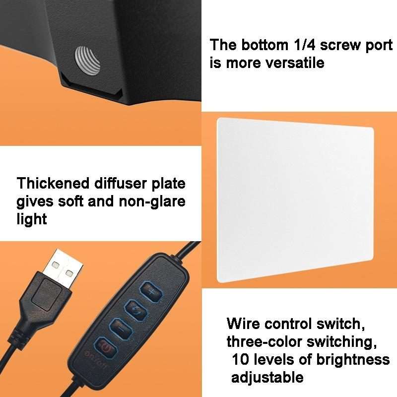 10 Inch 3000-6500K Three-color Temperature Photography Flat-panel Live Fill Light ... 0.5m Bracket