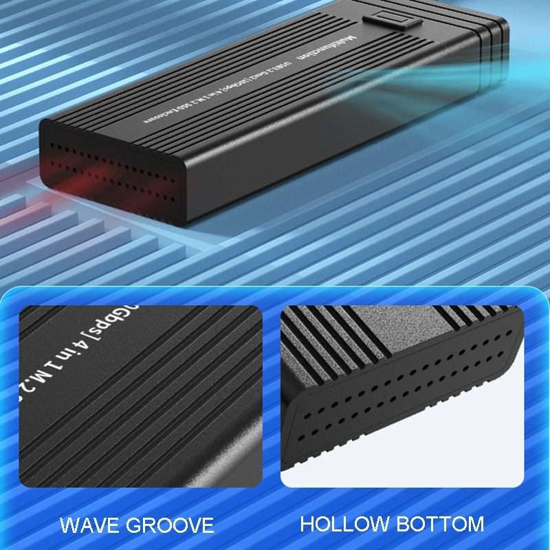 M.2 NVME SATA SSD Enclosure Adapter With 4 In 1 Hub USB 3.2 Gen 2 10Gbps HDD Adapter S ... (Black)