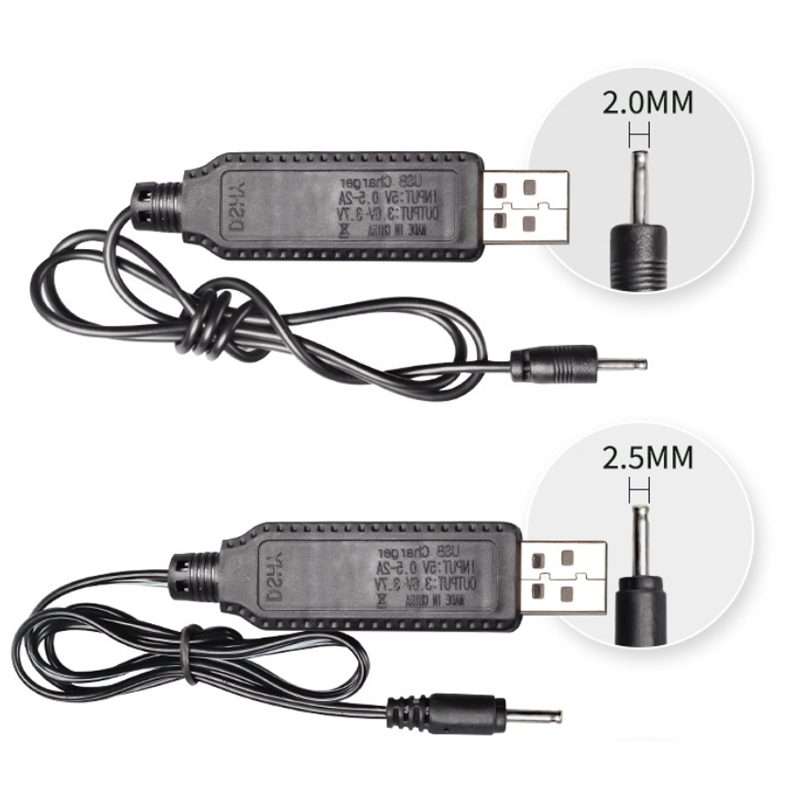10pcs 3.7V IC Circuit Protection Lithium Battery USB Straight Head Charging Cable, Model: 2.0mm