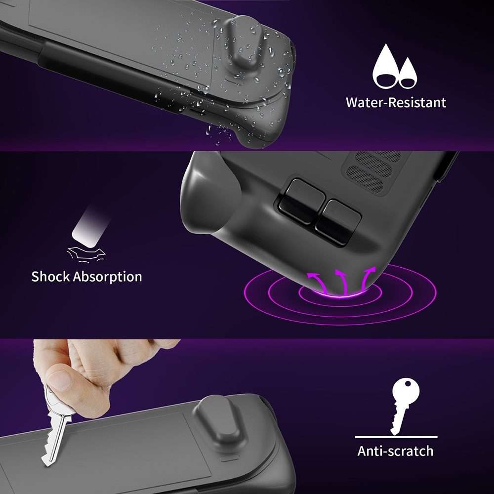 For Steam Deck JYS-SD012 Game Console All-inclusive Protective Case + Detachable Cover ... (Black)