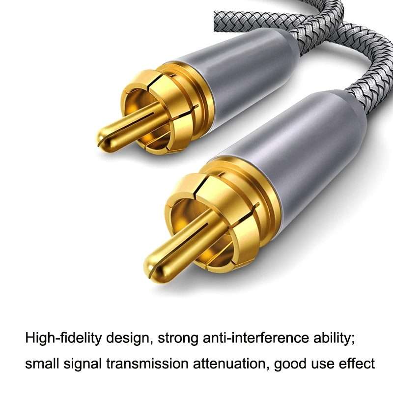 2m Pure Copper RCA Coaxial HIFI Digital Audio Cable SPDIF Subwoofer Speaker Cable(Silver Gray)