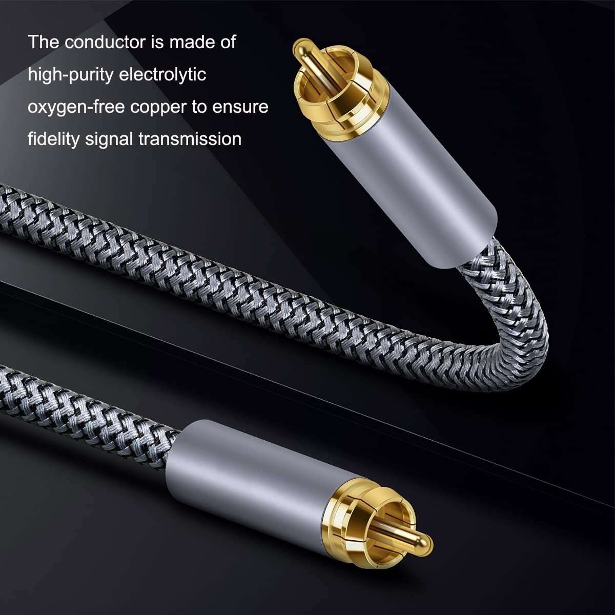 5m Pure Copper RCA Coaxial HIFI Digital Audio Cable SPDIF Subwoofer Speaker Cable(Silver Gray)