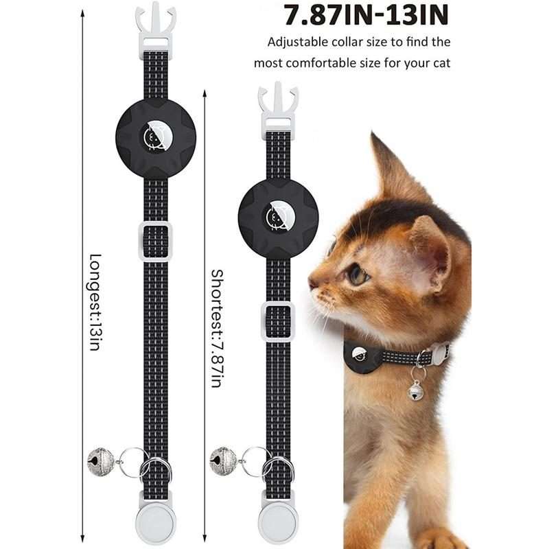 For AirTag 2nd Gen / AirTag 1st Gen Tracker Silicone Case Reflective Pet Cat Collar With Bell(Red)