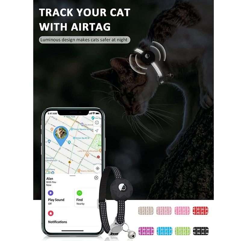 For AirTag 2nd Gen / AirTag 1st Gen Tracker Silicone Case Reflective Pet Cat Collar With Bell(Red)