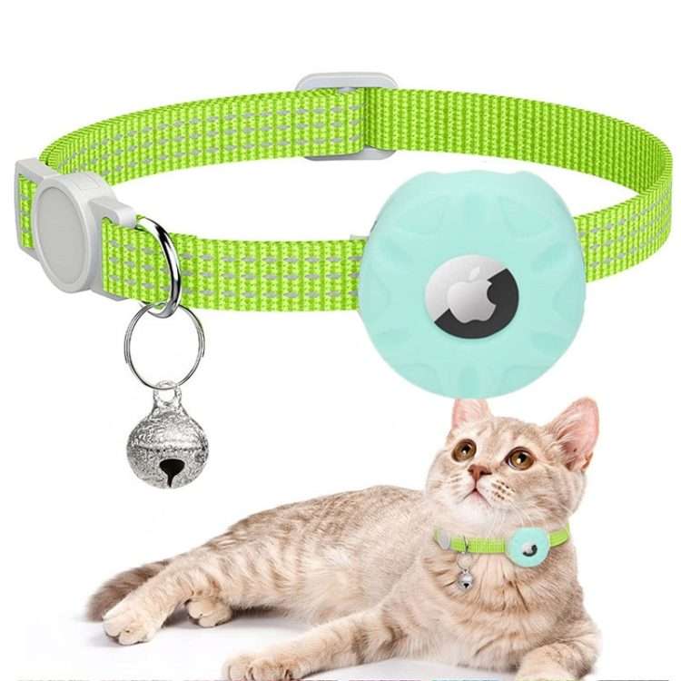 For AirTag 2nd Gen / AirTag 1st Gen Tracker Silicone Case Reflective Pet Cat Coll ... (Mint Green)
