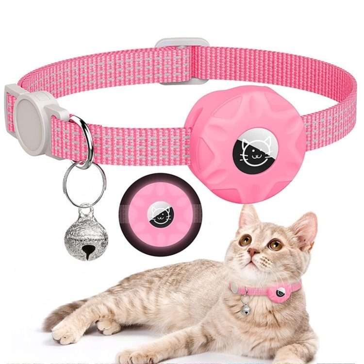 For AirTag 2nd Gen / AirTag 1st Gen Tracker Silicone Case Reflective Pet Cat C ... (Luminous Pink)