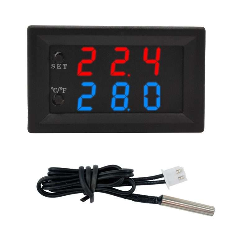 W2809 Digital Display Dual Display Thermostat Hatching Pet House Intelligent Waterproo ... (Black)