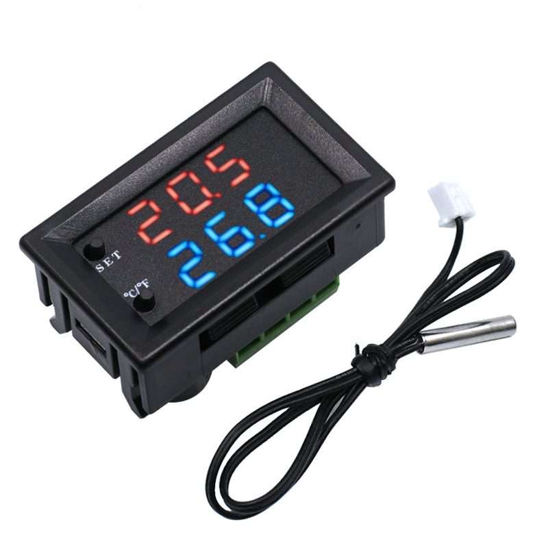 W2809 Digital Display Dual Display Thermostat Hatching Pet House Intelligent Waterproo ... (Black)
