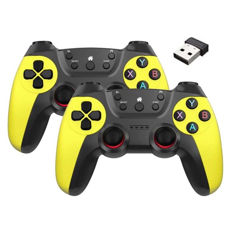 KM-029 2.4G One for Two Doubles Wireless Controller Support PC / Linux / Androi ... (Lemon Yellow)