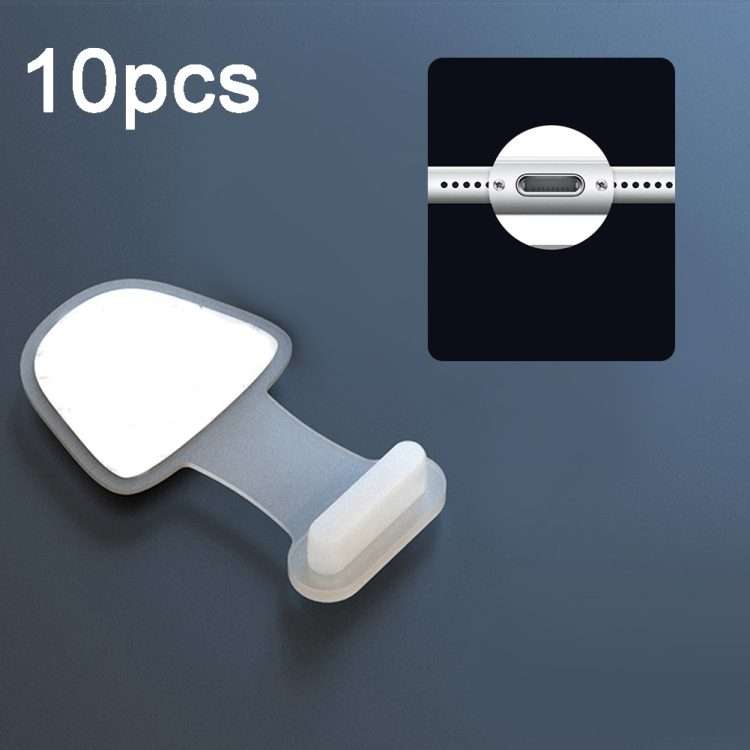 10pcs 8 Pin Mobile Phone Charging Port Silicone Anti-Dust Plug Back-adhesive Los ... (Transparent)