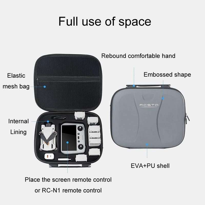 For DJI Mini 3 Pro RCSTQ Remote Control Portable Storage Bag(Grey)