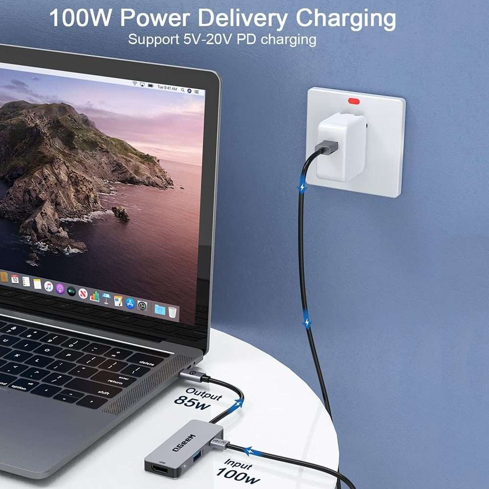 QGeeM UH03-1 USB3.0 Multifunctional Docking Station Type-C PD100W HUB(3 in 1)
