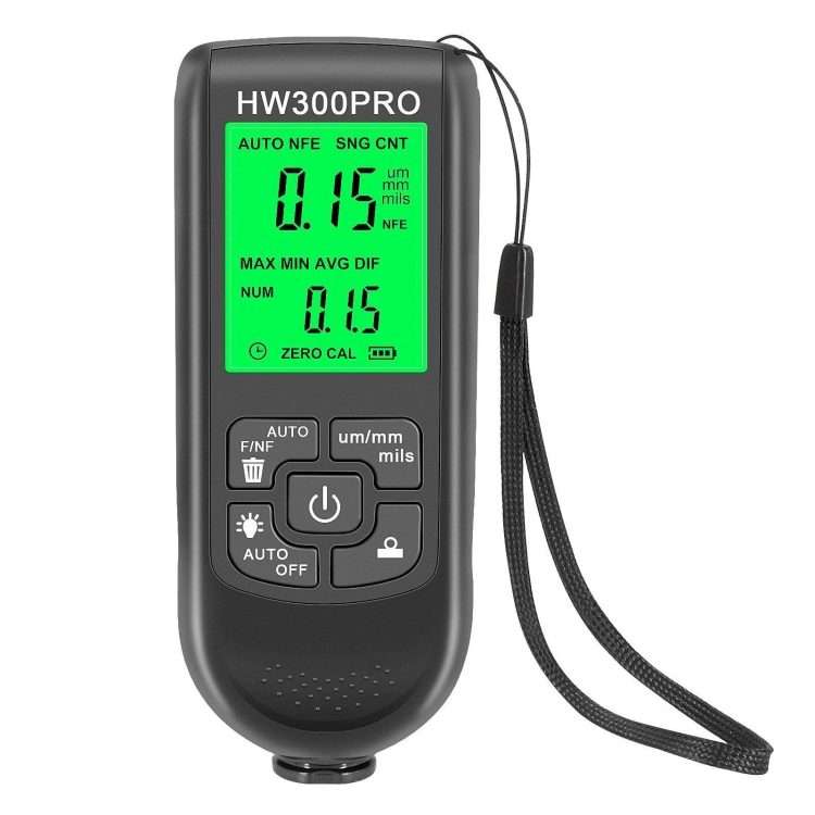 HW-300PRO High Precision Coating Paint Powder Layer Thickness Gauge Anti-slip Paint Fi ... (Black)