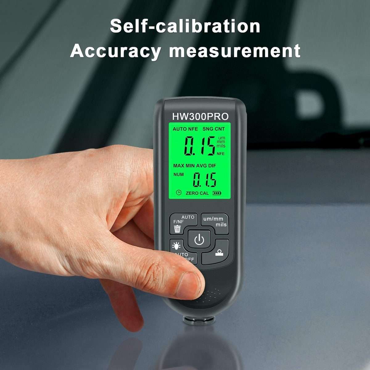 HW-300PRO High Precision Coating Paint Powder Layer Thickness Gauge Anti-slip Paint Fi ... (Black)