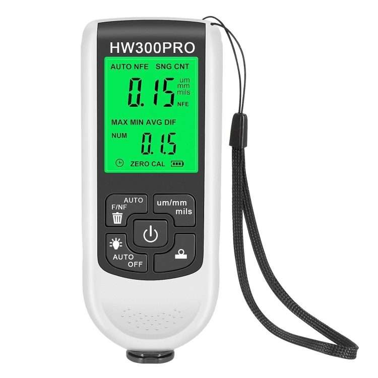 HW-300PRO High Precision Coating Paint Powder Layer Thickness Gauge Anti-slip Paint Fi ... (White)