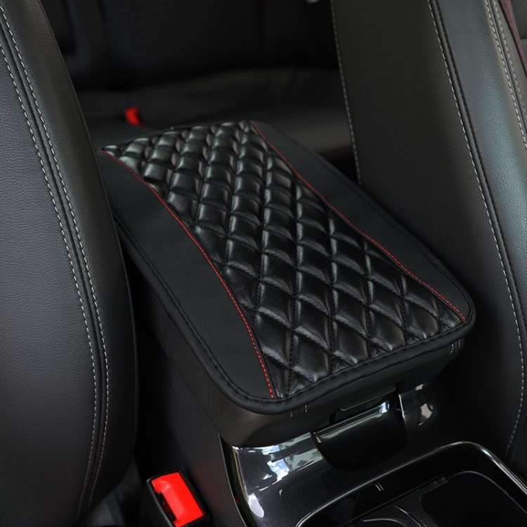 Car Center Console Cover Mat PU Leather Car Armrest Cover 32x19cm(Black)