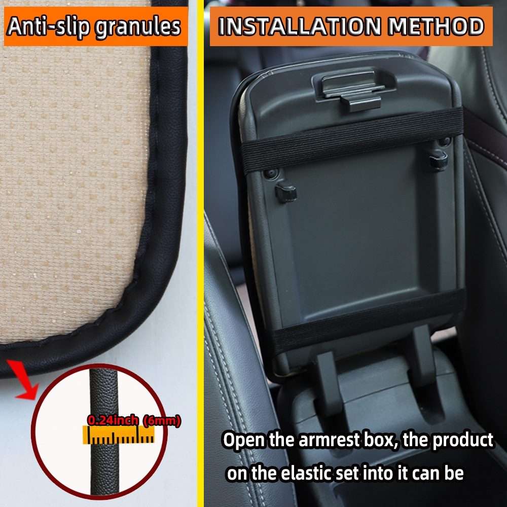 Car Center Console Cover Mat PU Leather Car Armrest Cover 32x19cm(Red)