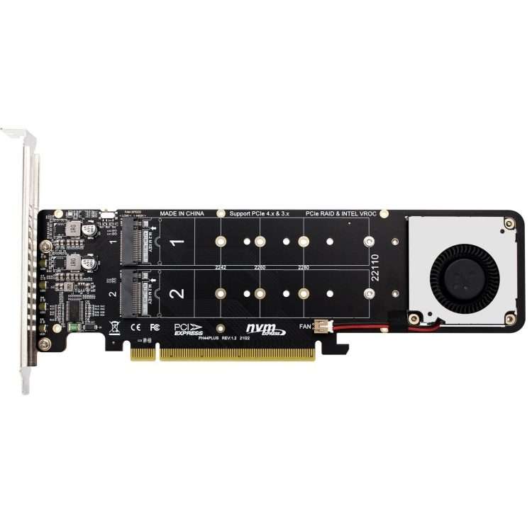 PCI-E X16 to M.2 M-key NVME X4 SSD RAID Array Expansion Adapter Support 2242/2260/2 ... (PH44Plus)