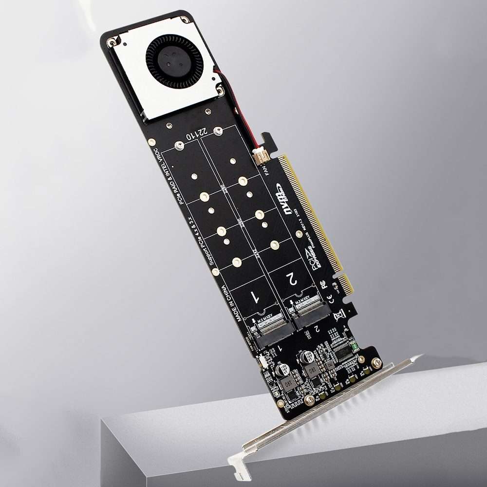 PCI-E X16 to M.2 M-key NVME X4 SSD RAID Array Expansion Adapter Support 2242/2260/2 ... (PH44Plus)