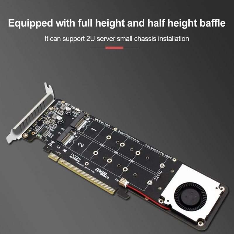 PCI-E X16 to M.2 M-key NVME X4 SSD RAID Array Expansion Adapter Support 2242/2260/2 ... (PH44Plus)